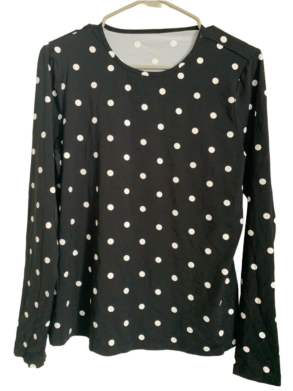 Swim Surf Long Sleeve Stretch Ultralight Black White Polka Dot Long Sleeve Top